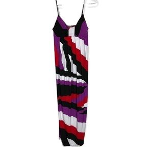 𝅺allen B. by Allen Schwartz Geometric Strappy Maxi Dress, Purple, Red, Small